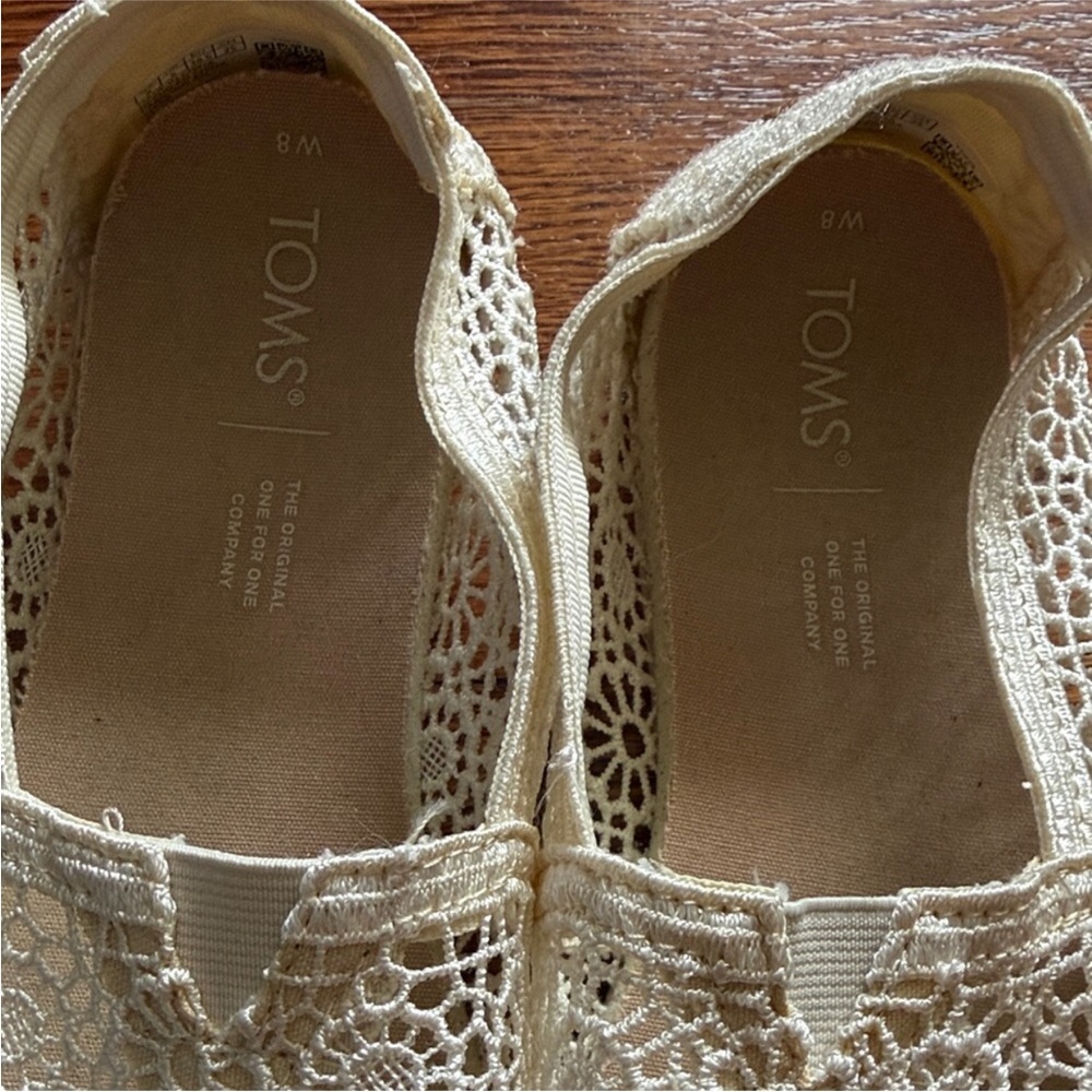 Toms Cream Crochet Lace Slip-Ons - Picture 3 of 5